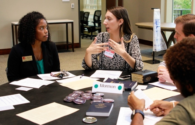 Kylee Hansen of the Church of Jesus Christ of Latter Day Saints campus ministry, describes Mormon beliefs.
