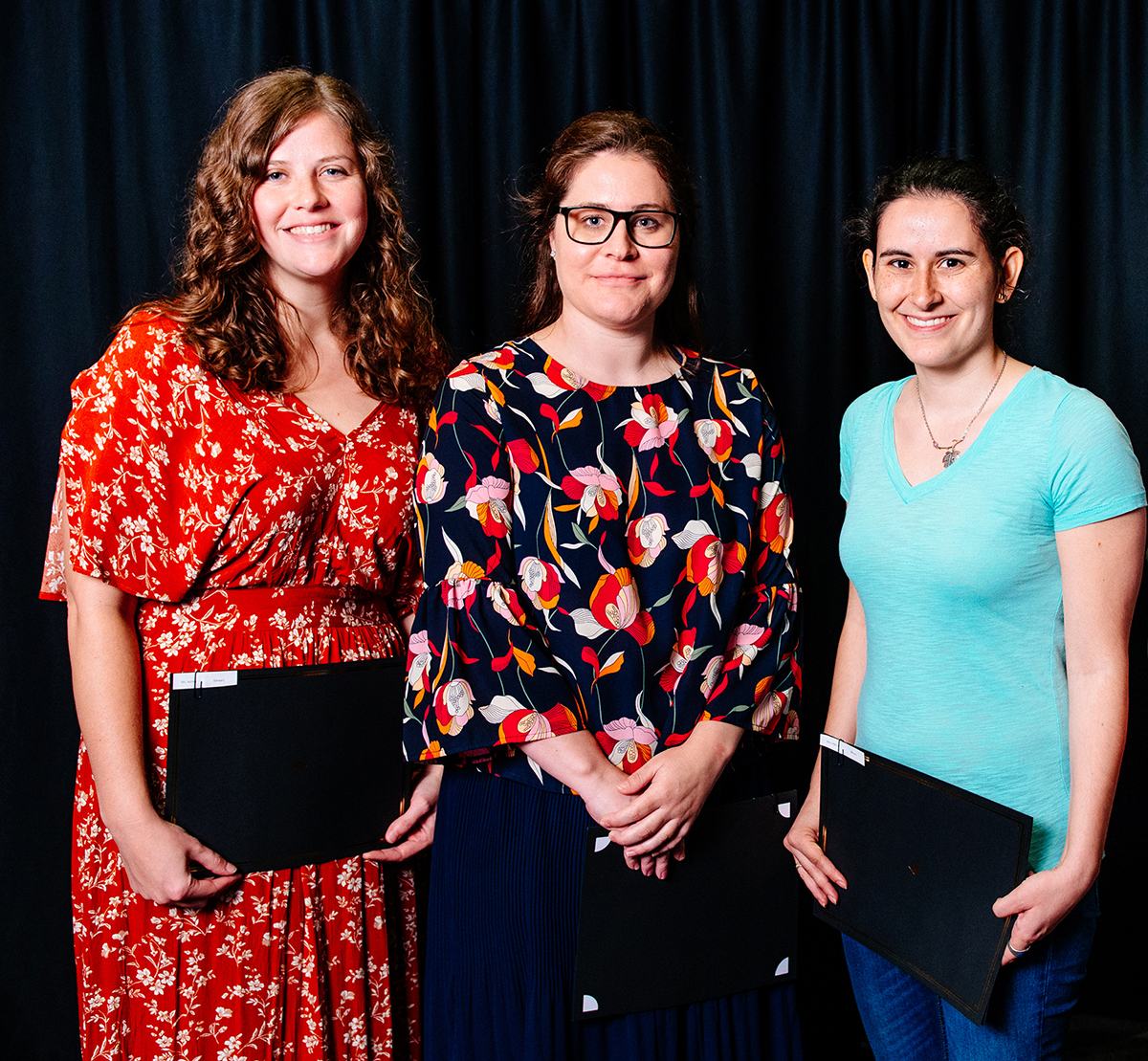 From left: Travel Fund Award recipients Ashley Stewart, Dr. Abbey Gregg and Emily Brown. Absent from photo were Dr. Mary Kelley and Calia A. Torres.