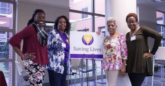 Mount Pilgrim Saving Lives Advocate Shelia Lee, second from left, poses with new church health advocates, from left LaShajla Lewis, Valerie Cleveland, and LaShonda George.