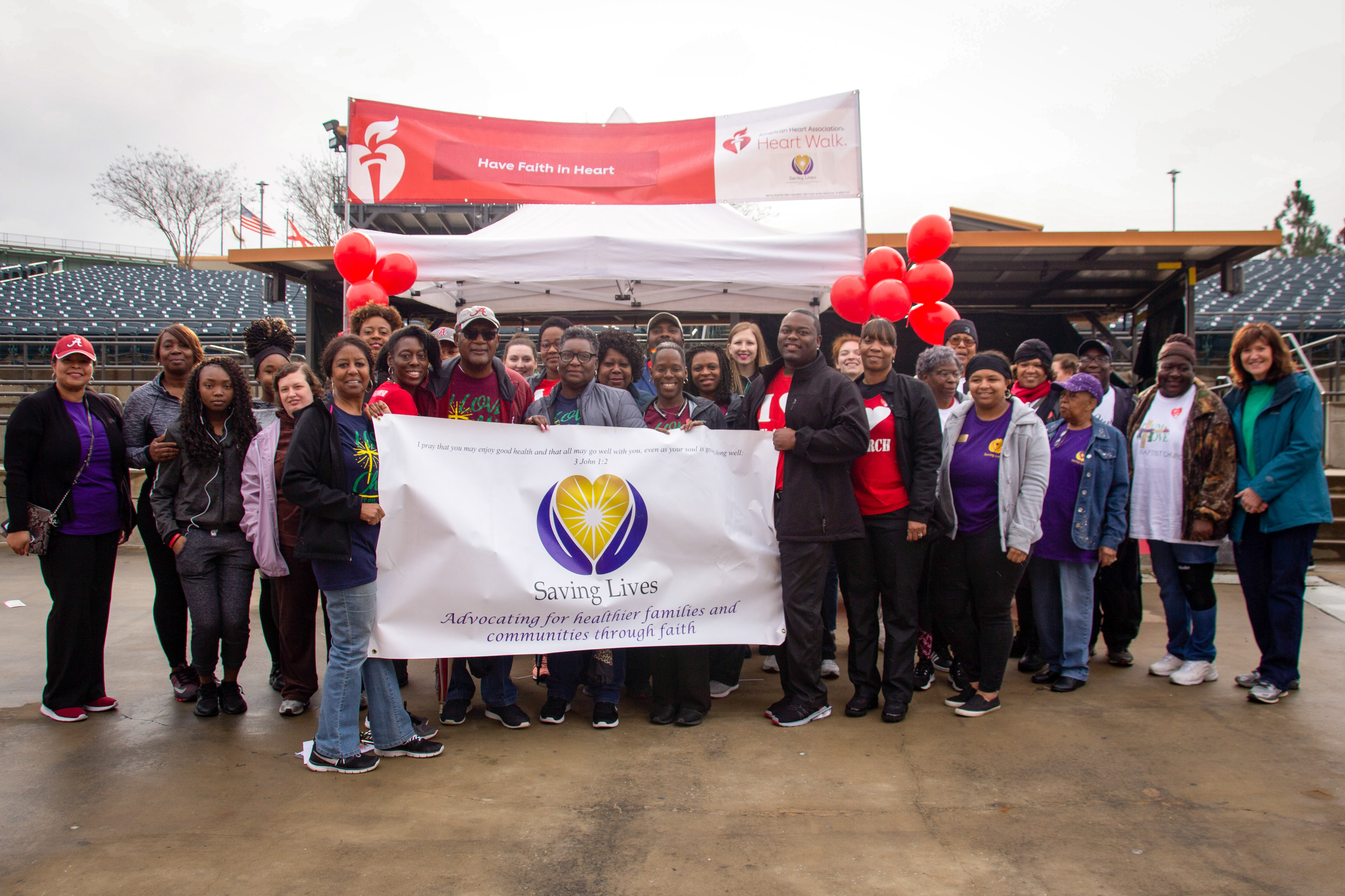 Saving Lives member church participants pose for a group photo at the 2019 Heart Walk.