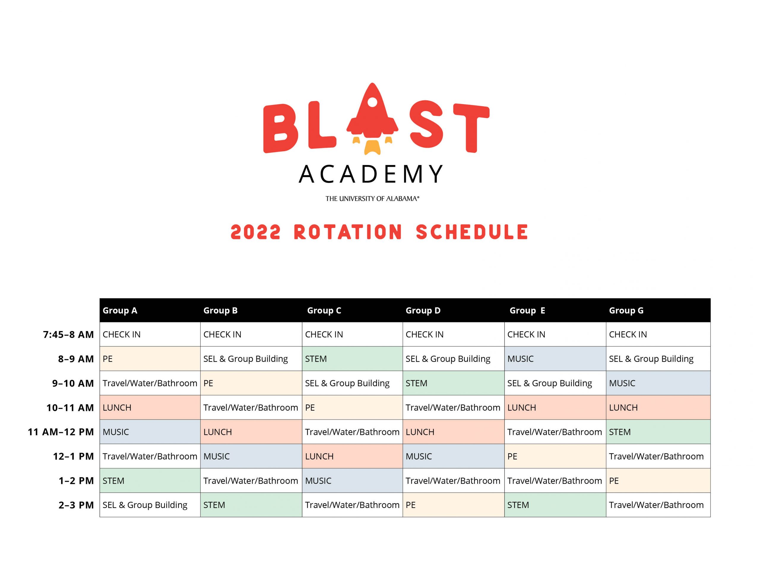 BLAST Academy Rotation Schedule BLAST Academy Rotation Schedule